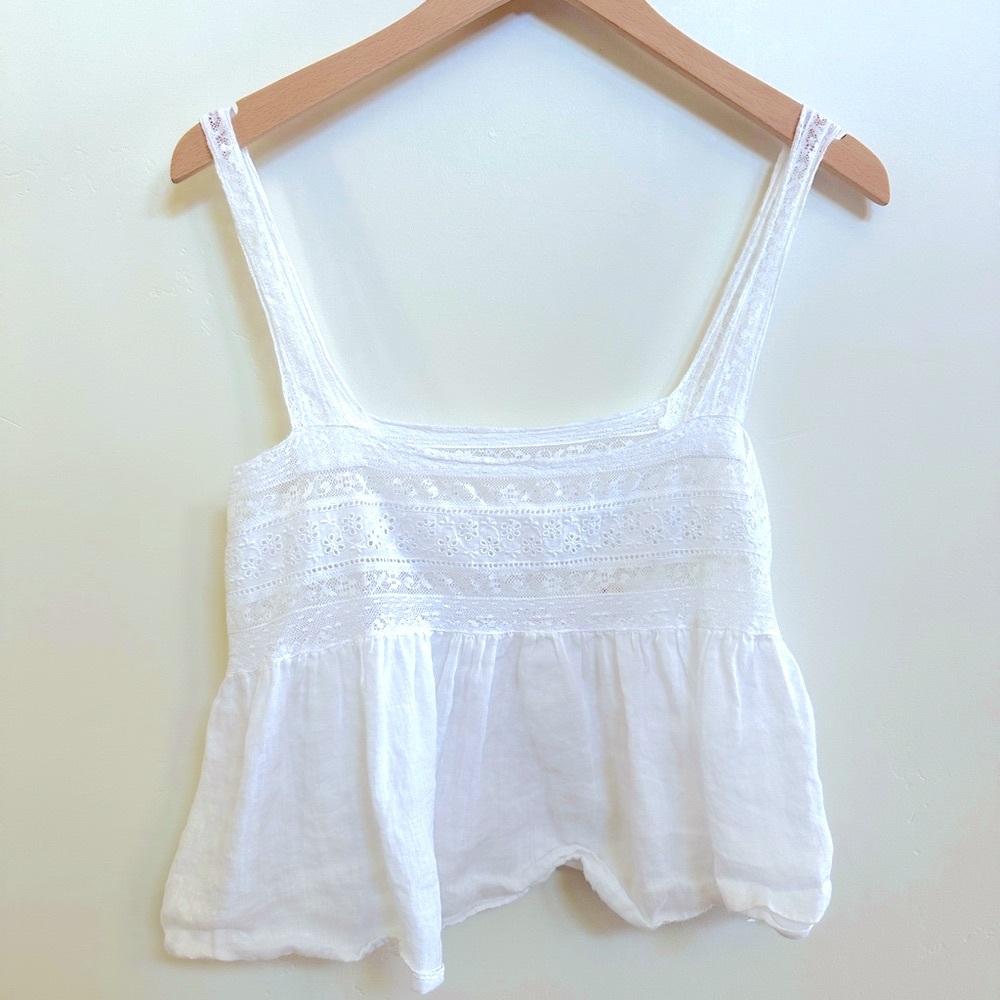 DOEN Lace Linen Camisole Top Size M
